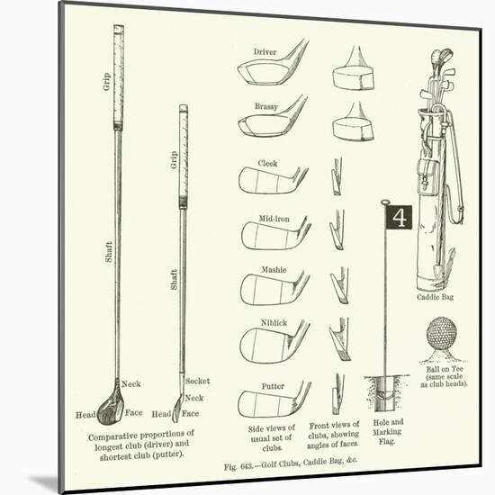 Golf Clubs, Caddie Bag, Etc-null-Mounted Giclee Print