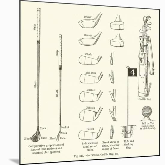 Golf Clubs, Caddie Bag, Etc-null-Mounted Giclee Print