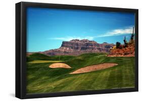 Golf Course at Foot of Mountain Range Scottsdale Arizona-null-Framed Poster