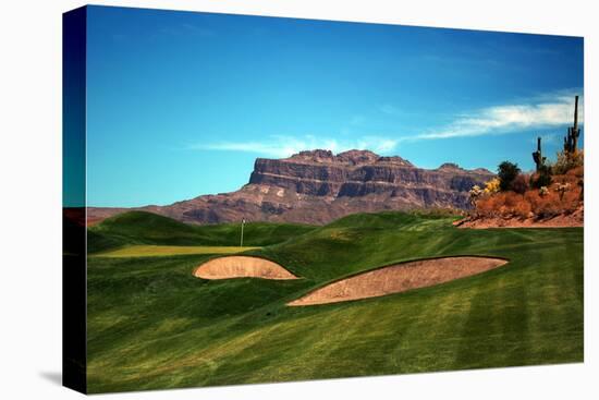 Golf Course at Foot of Mountain Range Scottsdale Arizona-null-Stretched Canvas