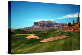 Golf Course at Foot of Mountain Range Scottsdale Arizona-null-Stretched Canvas