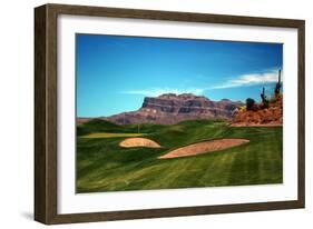 Golf Course at Foot of Mountain Range Scottsdale Arizona-null-Framed Photo