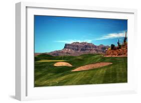 Golf Course at Foot of Mountain Range Scottsdale Arizona-null-Framed Photo