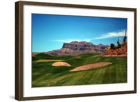 Golf Course at Foot of Mountain Range Scottsdale Arizona-null-Framed Photo