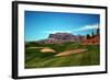 Golf Course at Foot of Mountain Range Scottsdale Arizona-null-Framed Photo