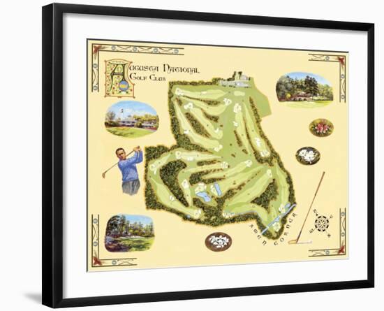 Golf Course Map, Augusta-Bernard Willington-Framed Art Print