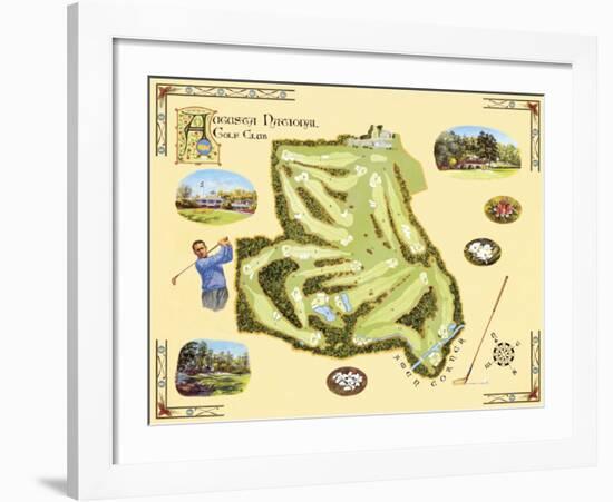 Golf Course Map, Augusta-Bernard Willington-Framed Art Print