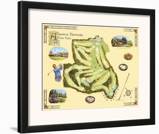 Golf Course Map, Augusta-Bernard Willington-Framed Art Print