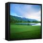 Golf Course with Mountain Range in the Background, Teton Pines Golf Course, Jackson, Wyoming, USA-null-Framed Stretched Canvas