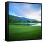 Golf Course with Mountain Range in the Background, Teton Pines Golf Course, Jackson, Wyoming, USA-null-Framed Stretched Canvas