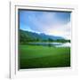 Golf Course with Mountain Range in the Background, Teton Pines Golf Course, Jackson, Wyoming, USA-null-Framed Premium Photographic Print