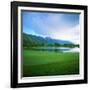 Golf Course with Mountain Range in the Background, Teton Pines Golf Course, Jackson, Wyoming, USA-null-Framed Premium Photographic Print