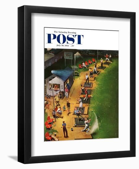 "Golf Driving Range" Saturday Evening Post Cover, July 26, 1952-John Falter-Framed Premium Giclee Print