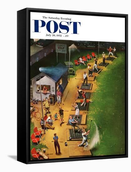 "Golf Driving Range" Saturday Evening Post Cover, July 26, 1952-John Falter-Framed Stretched Canvas