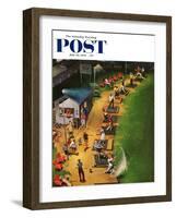 "Golf Driving Range" Saturday Evening Post Cover, July 26, 1952-John Falter-Framed Premium Giclee Print