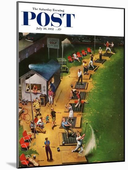 "Golf Driving Range" Saturday Evening Post Cover, July 26, 1952-John Falter-Mounted Premium Giclee Print