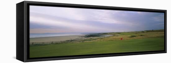 Golf Flag on a Golf Course, Royal Porthcawl Golf Club, Porthcawl, Wales-null-Framed Stretched Canvas