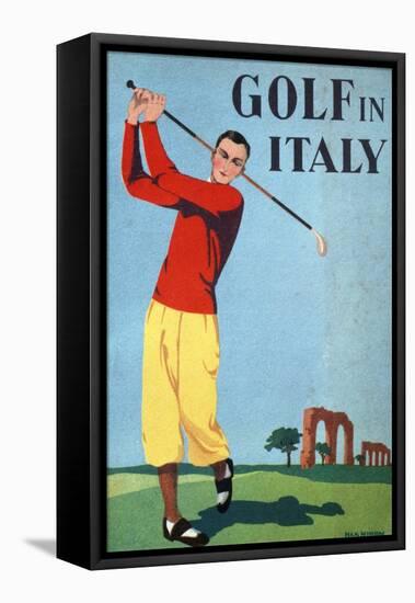 Golf in Italy, Book Cover Illustration by Max Minon-null-Framed Stretched Canvas
