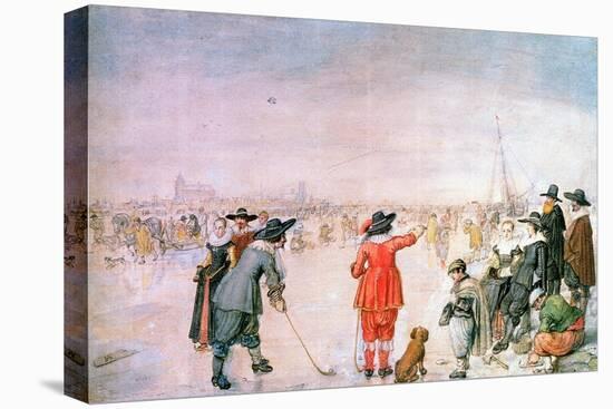 Golf on the Ice on the River Ijsel Near Kampen-Hendrik Avercamp-Stretched Canvas