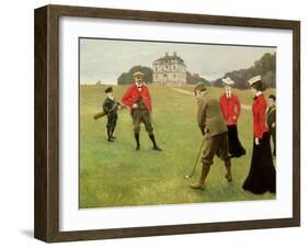 Golf Players at Copenhagen Golf Club-Paul Fischer-Framed Giclee Print