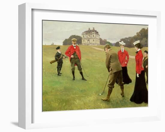 Golf Players at Copenhagen Golf Club-Paul Fischer-Framed Giclee Print