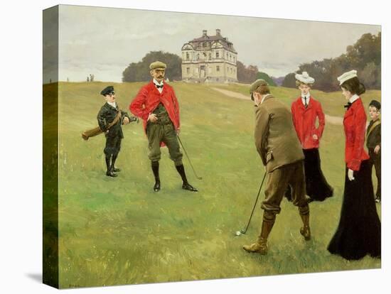 Golf Players at Copenhagen Golf Club-Paul Fischer-Stretched Canvas