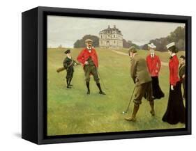 Golf Players at Copenhagen Golf Club-Paul Fischer-Framed Stretched Canvas