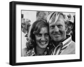 Golf Pro Jack Nicklaus, with Wife Barbara, at the Augusta National Golf Club, Georgia, April 1972-null-Framed Photo