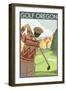 Golf Scene, Oregon-Lantern Press-Framed Art Print