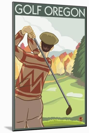 Golf Scene, Oregon-Lantern Press-Mounted Art Print