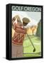 Golf Scene, Oregon-Lantern Press-Framed Stretched Canvas