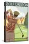 Golf Scene, Oregon-Lantern Press-Stretched Canvas