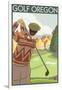 Golf Scene, Oregon-Lantern Press-Framed Art Print