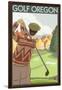 Golf Scene, Oregon-Lantern Press-Framed Art Print