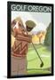 Golf Scene, Oregon-Lantern Press-Framed Art Print