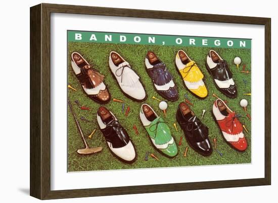 Golf Shoes on Putting Green, Bandon, Oregon-null-Framed Art Print