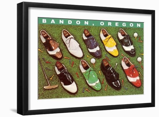 Golf Shoes on Putting Green, Bandon, Oregon-null-Framed Art Print