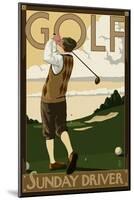 Golf - Sunday Driver-Lantern Press-Mounted Art Print