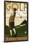 Golf - Sunday Driver-Lantern Press-Mounted Art Print