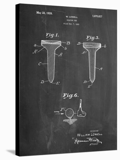 Golf Tee Patent-Cole Borders-Stretched Canvas