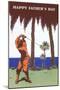 Golfer Amid Palm Trees-null-Mounted Art Print