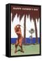 Golfer Amid Palm Trees-null-Framed Stretched Canvas