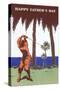 Golfer Amid Palm Trees-null-Stretched Canvas