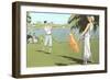 Golfer and Lady with Umbrella-null-Framed Art Print