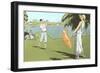 Golfer and Lady with Umbrella-null-Framed Art Print