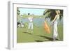 Golfer and Lady with Umbrella-null-Framed Art Print