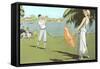 Golfer and Lady with Umbrella-null-Framed Stretched Canvas