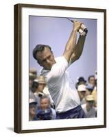 Golfer Arnold Palmer Swinging Club as Spectators Look on at Event-John Dominis-Framed Premium Photographic Print