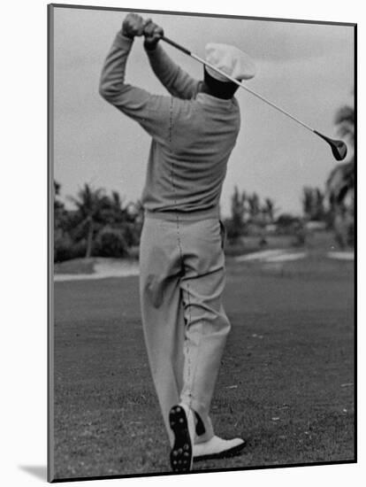 Golfer Ben Hogan, Demonstrating His Golf Drive-J^ R^ Eyerman-Mounted Premium Photographic Print