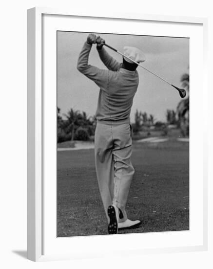 Golfer Ben Hogan, Demonstrating His Golf Drive-J^ R^ Eyerman-Framed Premium Photographic Print